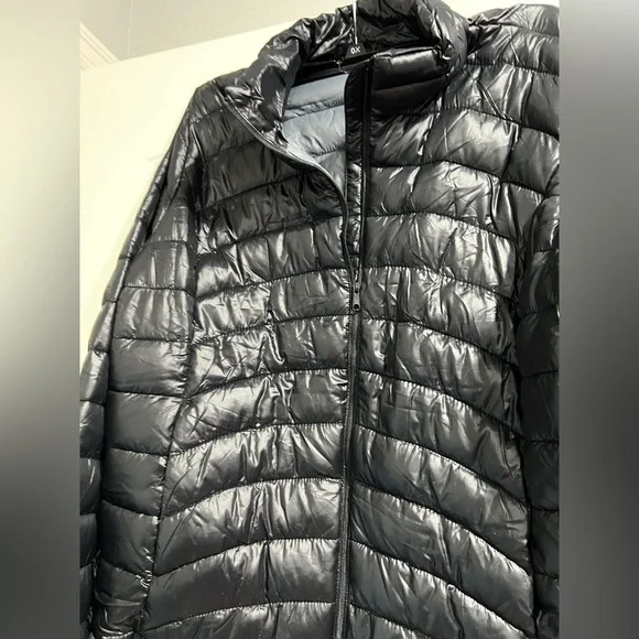 NEW NWT Old Navy black shiny thin puffer jacket‎ coat 2x XXL - Picture 3 of 9